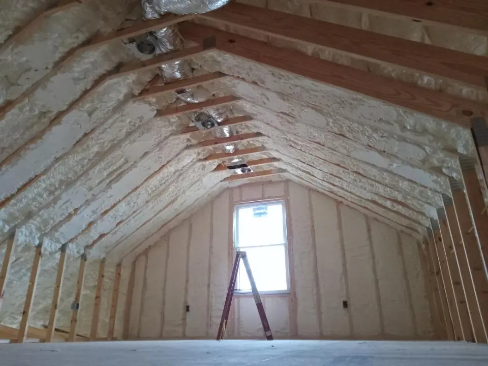 Spray foam roofing application for Crawl Space Insulation project in Holliston